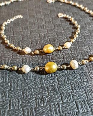 Set argint pirita perle naturale de cultura colier/choker  bratara clasic trendy - Transport gratuit