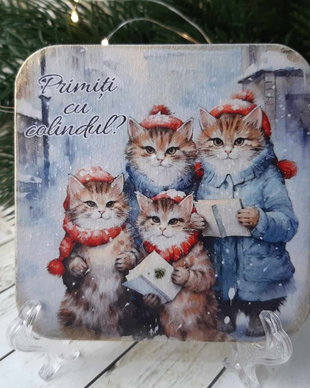 Felicitare din lemn cu mesaj pentru Craciun