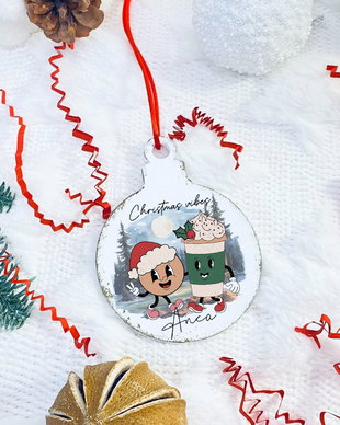 Glob Craciun Personalizat din Lemn - Funky Xmas