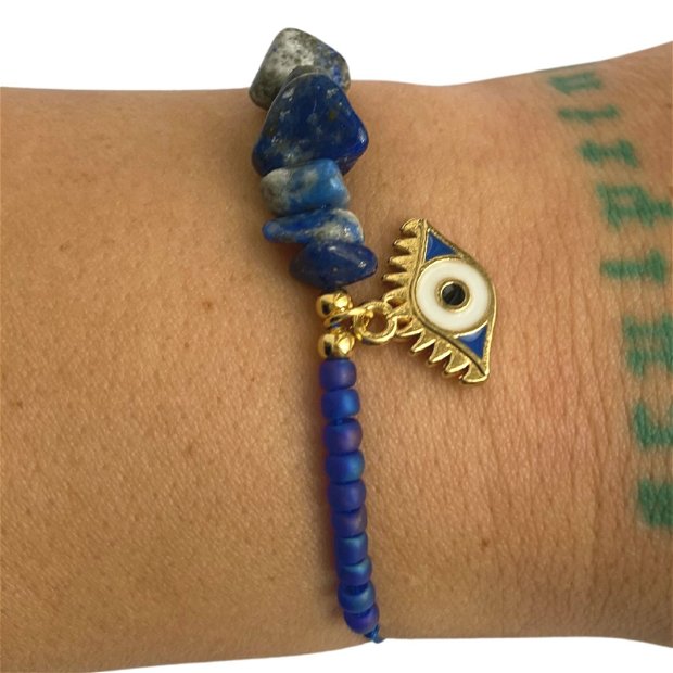 Bratara Lapis Lazuli Evil Eye - rezistenta si transformare