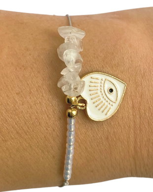 Bratara Cuart transparent Evil Eye - eliberare de stres si determinare
