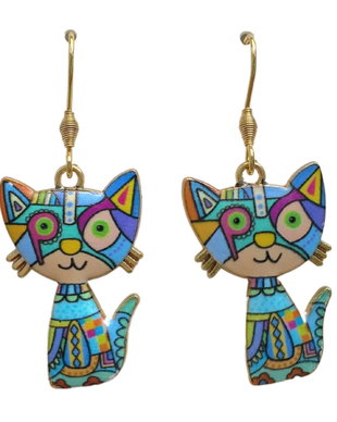 Cercei aurii cu pisici Cat Mania Blue