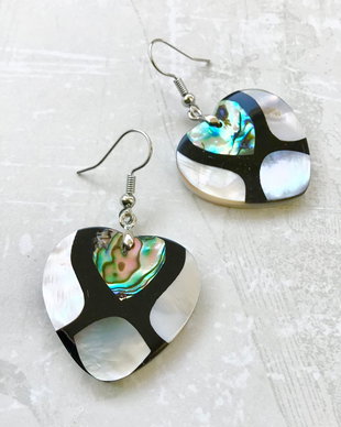 Cercei inimi Paua Shell