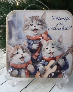 Felicitare din lemn, personalizata cu mesaj pentru Craciun