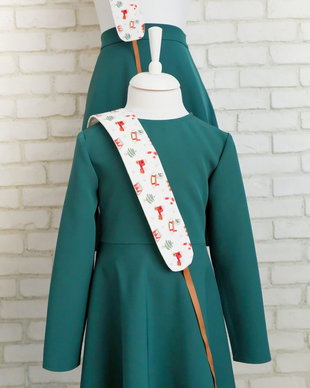 Fusta Mama si Rochita Fetite Verde Craciun