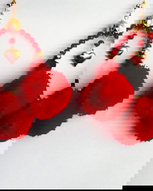 Cercei supradimensionati,cu coral si canafi