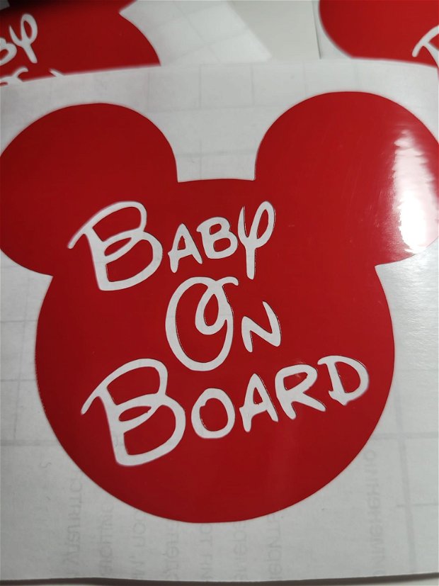 Set 4 stickere Baby on Board - culoare roșie