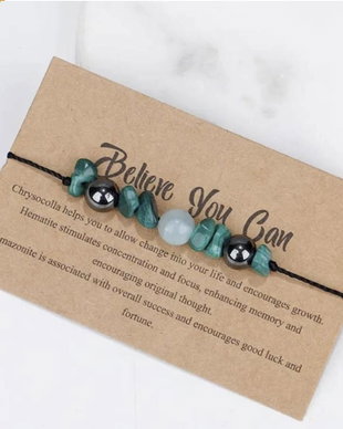 Bratara Snur Believe You Can Din Cristale De Malachit, Hematit Si Amazonit