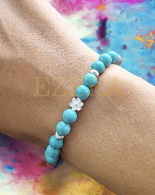 Bratara Turcoaz Natural Kyra Cu Accesorii Din Argint 925