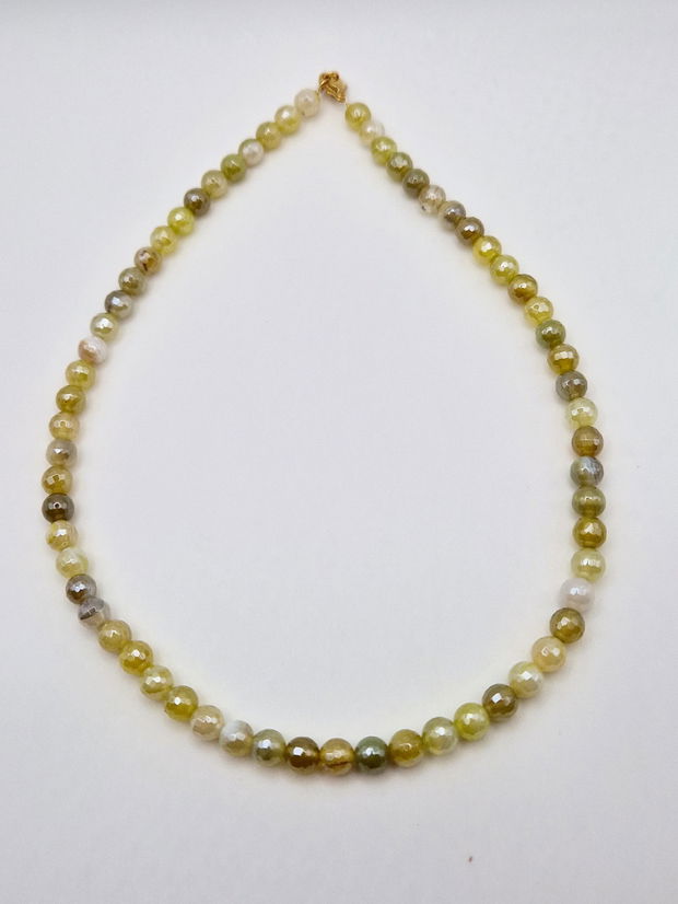 Colier agate rodiate, lime