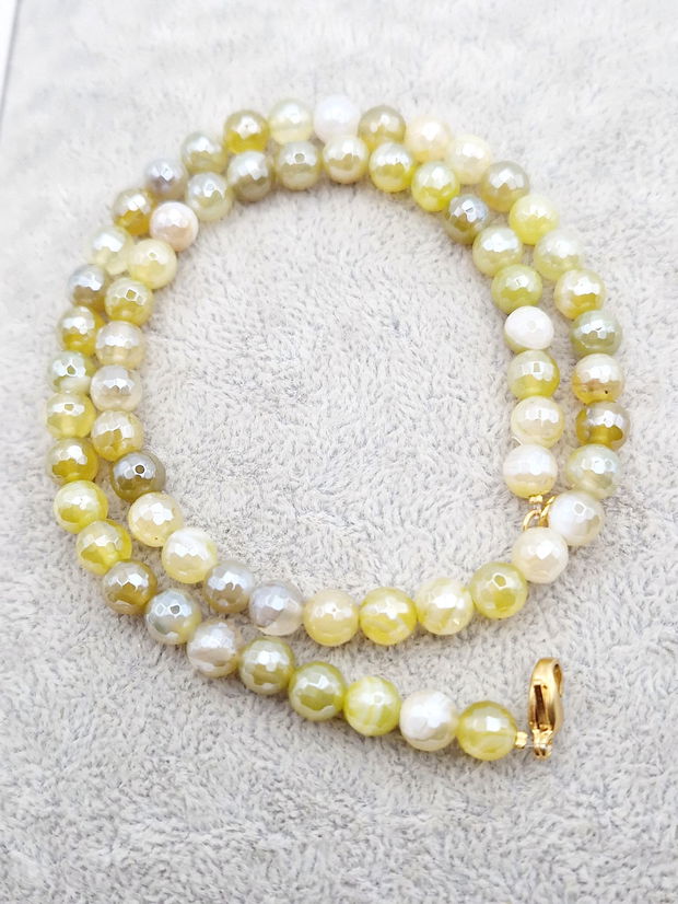 Colier agate rodiate, lime