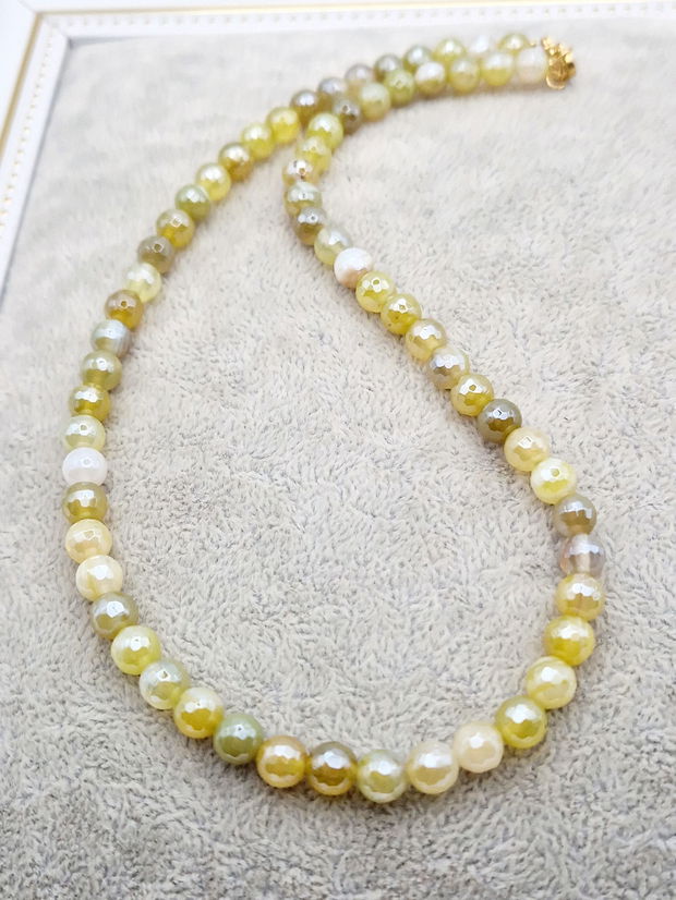 Colier agate rodiate, lime