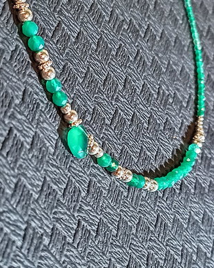 Colier argint onix verde agat verde natural brioleta minimalist boho chic trendy - Transport gratuit