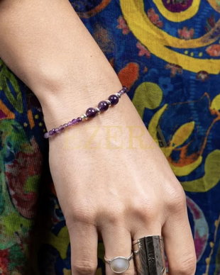 Bratara Dama Reena Din Pietre Naturale De Ametist, Inchidere Si Accesorii Din Argint 925