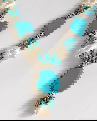 Disponibil la comanda- Colier cu turcoaz si perle