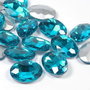 Cabochon din sticla, oval, 18x13 mm, aquamarin
