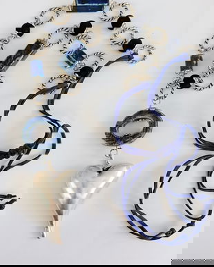 Colier lung din ceramica albastra