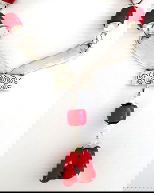 Colier unicat, din coral si sidef natural