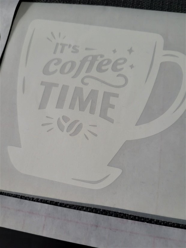 Set 5 stickere model Coffee Mug - culori alb și negru