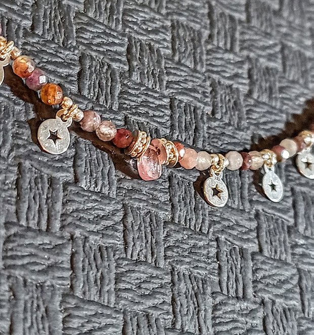 Colier argint turmalina ametrin strawberry cuart brioleta charm argint minimalist boho chic Transport gratuit