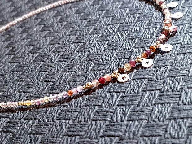 Colier argint turmalina ametrin strawberry cuart brioleta charm argint minimalist boho chic Transport gratuit