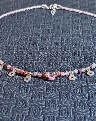 Colier argint turmalina ametrin strawberry cuart brioleta charm argint minimalist boho chic Transport gratuit
