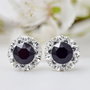 Cercei Swarovski / Chaton Ball / Black & White  Argint 925