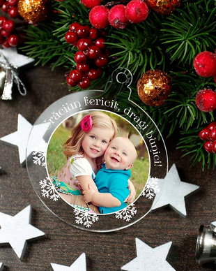 GLob plexigla personalizat cu poza si mesaj pentru bunici