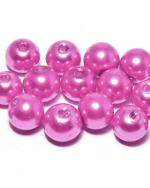 Perle din sticla, 8 mm, fuchsia