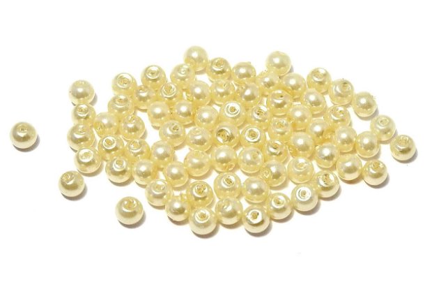 Perle din sticla, 6 mm, galben deschis