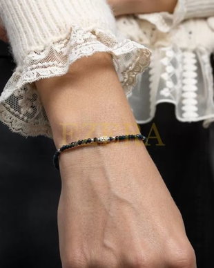 Bratara Dama Mihit Din Pietre Naturale De Jad Bleumarin Cu Accesorii Si Sistem De Inchidere Din Argint 925