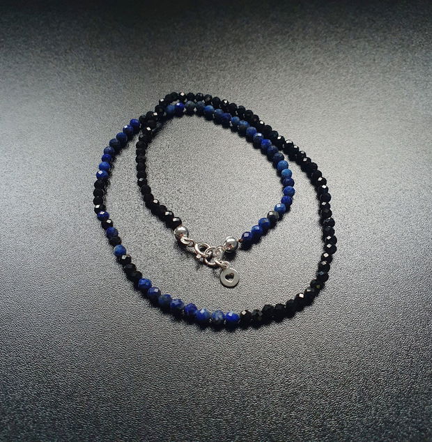 Colier spinel negru si lapis lazuli