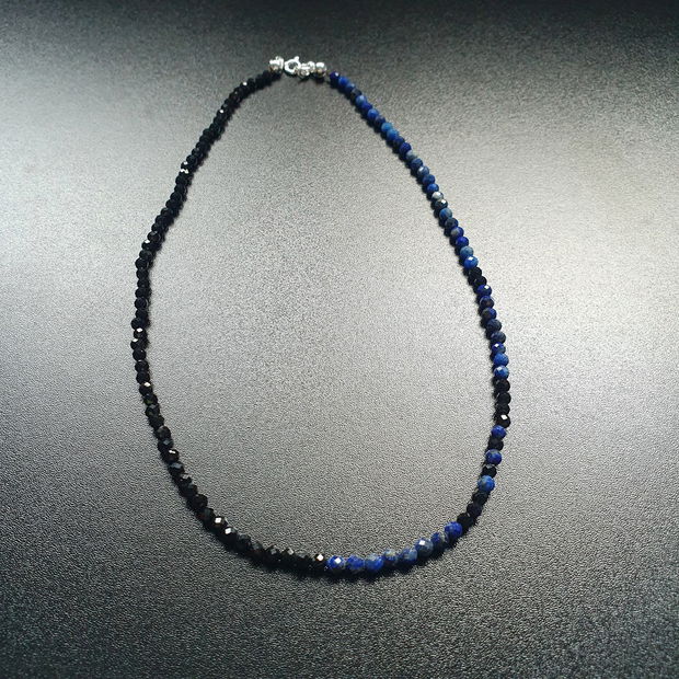 Colier spinel negru si lapis lazuli