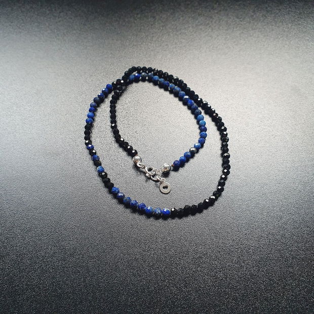 Colier spinel negru si lapis lazuli