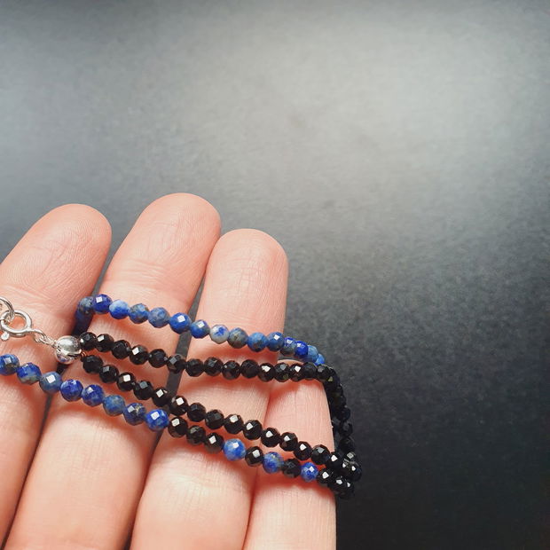 Colier spinel negru si lapis lazuli