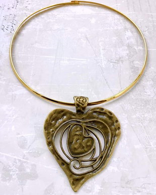 pandantiv vintage inima bronz