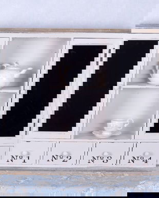 Bufetel din lemn masiv alb antichizat cu patru sertare