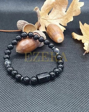 Bratara Femei Nalin Din Piatra De Turmalina Si Shell Turquoise Negru, Margele De 6mm