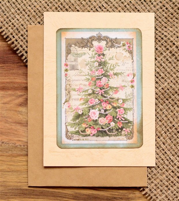 Felicitare Pink Christmas-Christmas tree