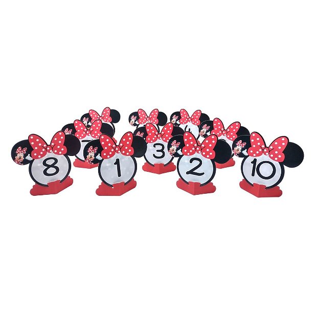 NUmar de  masa Minnie Mouse, culoare rosie