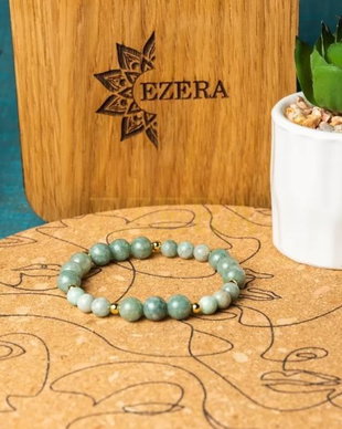 Bratara Cristale Jad Verde Si Amazonit Pentru Femei, Tazara