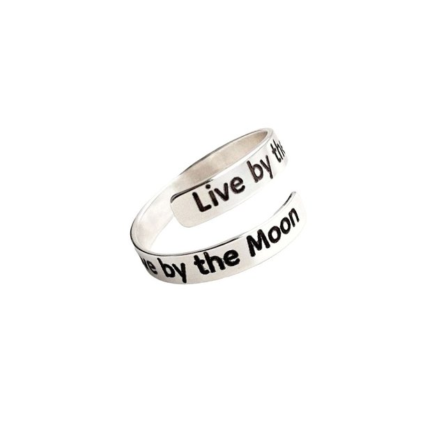 Inel dublu din argint 925 cu mesaj personalizat LIVE BY THE SUN/LOVE BY THE MOON