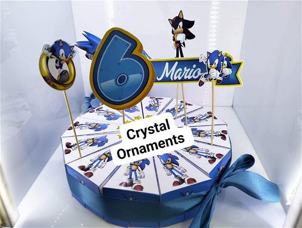Tortulet aniversar Sonic/ decorațiuni petreceri