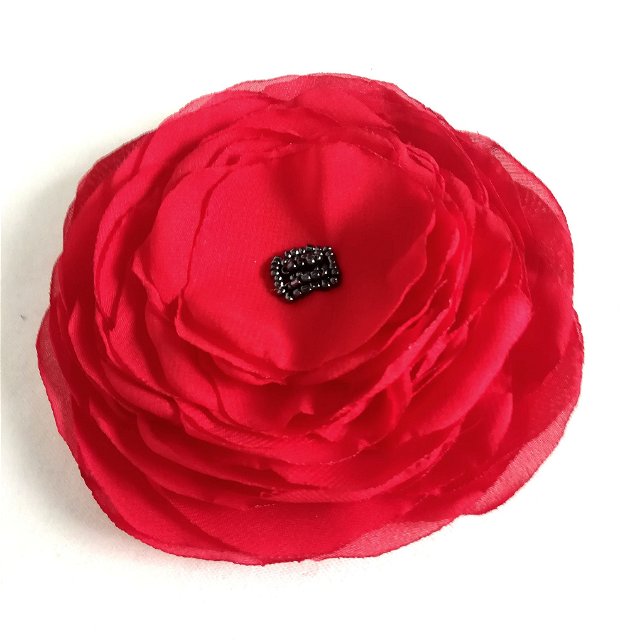 brosa floare  rosie de voal  12 cm