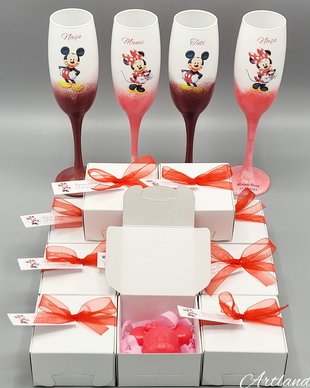 Pahare pentru botez cu tematica Minnie Mouse / Mickey Mouse