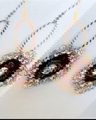 Cercei trandafiri cu strassuri