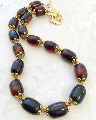 Colier vintage agate maro
