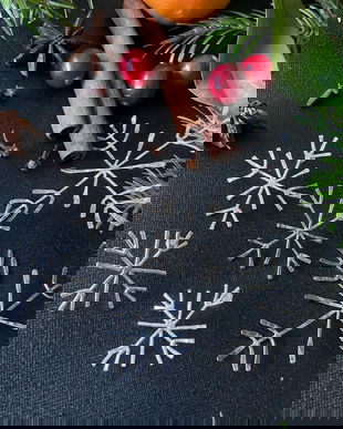 Cercei cu tija din argint 925, fulgi de nea