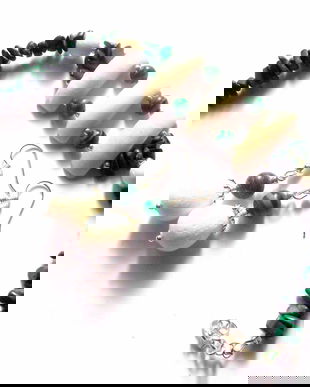 set cu coral alb si malachit 44189