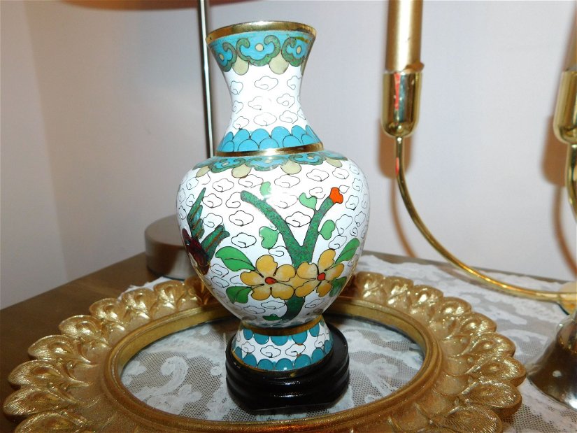 Vaza  tehnica Cloisonee , deosebita ,    produs vintage autentic